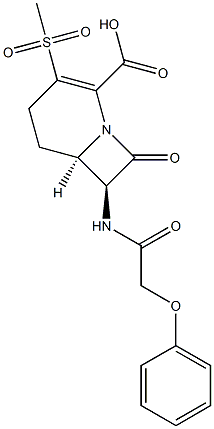 (6R,7S)-7-[(Phenoxyacetyl)amino]-3-(methylsulfonyl)-8-oxo-1-azabicyclo[4.2.0]oct-2-ene-2-carboxylic acid 구조식 이미지