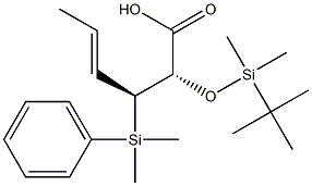 (2S,3S,4E)-2-[[Dimethyl(tert-butyl)silyl]oxy]-3-[dimethyl(phenyl)silyl]-4-hexenoic acid 구조식 이미지