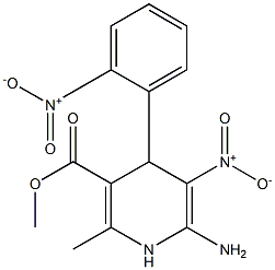 6-Amino-1,4-dihydro-2-methyl-5-nitro-4-[2-nitrophenyl]nicotinic acid methyl ester Structure