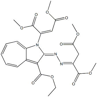 2-[2-[3-(Ethoxycarbonyl)-1-[(E)-1,2-bis(methoxycarbonyl)vinyl]cyclohepta[b]pyrrole-2(1H)-ylidene]hydrazono]succinic acid dimethyl ester 구조식 이미지