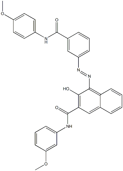 4-[[3-[[(4-Methoxyphenyl)amino]carbonyl]phenyl]azo]-3-hydroxy-N-(3-methoxyphenyl)-2-naphthalenecarboxamide 구조식 이미지