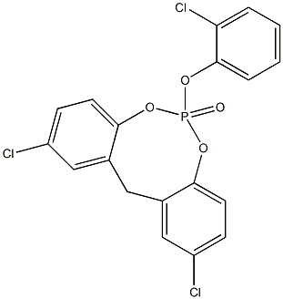 2,10-Dichloro-6-(2-chlorophenoxy)-12H-dibenzo[d,g][1,3,2]dioxaphosphocin 6-oxide 구조식 이미지