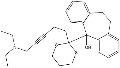10,11-Dihydro-5-[2-(5-diethylamino-3-pentynyl)-1,3-dithian-2-yl]-5H-dibenzo[a,d]cyclohepten-5-ol 구조식 이미지