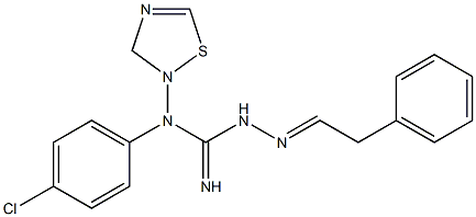 Dihydro-N-[(imino)[2-(2-phenylethylidene)hydrazino]methyl]-N-(4-chlorophenyl)-1,2,4-thiadiazol-2(3H)-amine 구조식 이미지