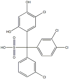 (3-Chlorophenyl)(3,4-dichlorophenyl)(5-chloro-2,4-dihydroxyphenyl)methanesulfonic acid 구조식 이미지