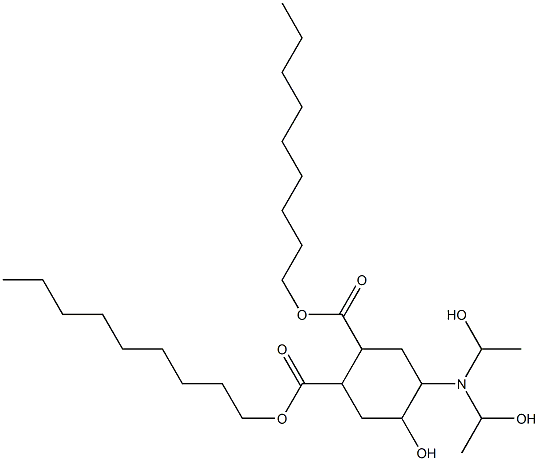 5-Hydroxy-4-[bis(1-hydroxyethyl)amino]-1,2-cyclohexanedicarboxylic acid dinonyl ester 구조식 이미지