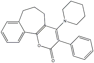 3-Phenyl-4-(1-piperidinyl)-6,7-dihydrobenzo[6,7]cyclohepta[1,2-b]pyran-2(5H)-one 구조식 이미지