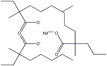 Neodymium(III)bis(2-ethyl-2-methylheptanoate)(2-methyl-2-propylhexanoate) Structure