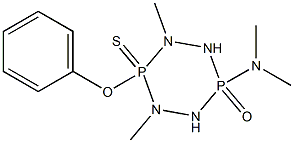 1,5-Dimethyl-3-dimethylamino-6-thioxo-6-phenoxyhexahydro-1,2,4,5,3,6-tetrazadiphosphorine 3-oxide 구조식 이미지