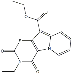 3,4-Dihydro-2,4-dioxo-3-ethyl-2H-1,3-thiazino[6,5-b]indolizine-10-carboxylic acid ethyl ester 구조식 이미지