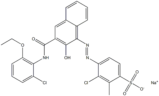 3-Chloro-2-methyl-4-[[3-[[(2-chloro-6-ethoxyphenyl)amino]carbonyl]-2-hydroxy-1-naphtyl]azo]benzenesulfonic acid sodium salt 구조식 이미지