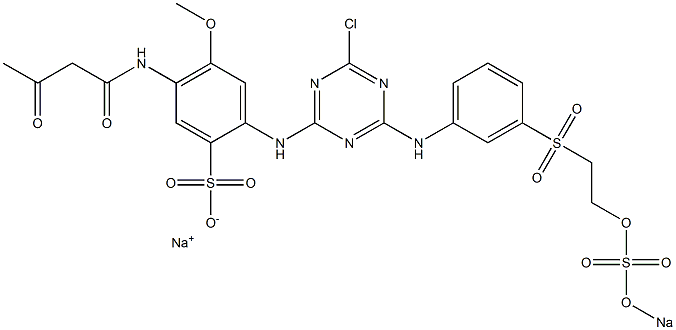 2-[4-Chloro-6-[3-[2-(sodiosulfooxy)ethylsulfonyl]anilino]-1,3,5-triazin-2-ylamino]-4-methoxy-5-(3-oxobutyrylamino)benzenesulfonic acid sodium salt Structure