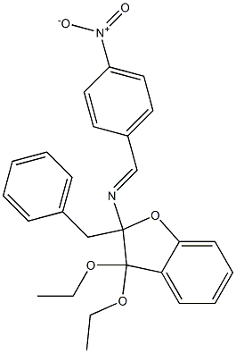 2-Benzyl-3,3-diethoxy-2,3-dihydro-2-(p-nitrobenzylideneamino)benzofuran 구조식 이미지