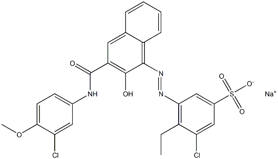 3-Chloro-4-ethyl-5-[[3-[[(3-chloro-4-methoxyphenyl)amino]carbonyl]-2-hydroxy-1-naphtyl]azo]benzenesulfonic acid sodium salt Structure