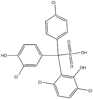 (4-Chlorophenyl)(3-chloro-4-hydroxyphenyl)(2,5-dichloro-6-hydroxyphenyl)methanesulfonic acid 구조식 이미지