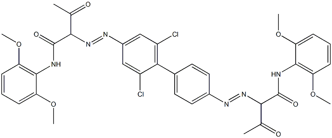 4,4'-Bis[[1-(2,6-dimethoxyphenylamino)-1,3-dioxobutan-2-yl]azo]-2,6-dichloro-1,1'-biphenyl 구조식 이미지