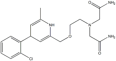 2-[[2-(Bis(carbamoylmethyl)amino)ethoxy]methyl]-4-(2-chlorophenyl)-6-methyl-1,4-dihydropyridine 구조식 이미지