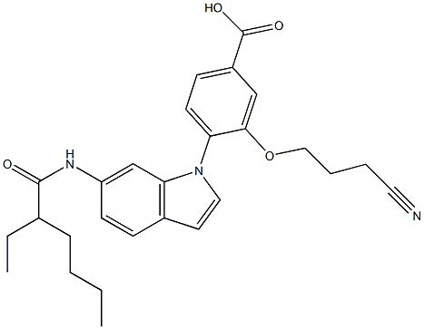 4-[6-(2-Ethylhexanoylamino)-1H-indol-1-yl]-3-(3-cyanopropyloxy)benzoic acid Structure