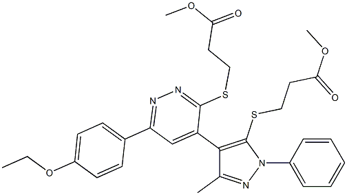 6-(4-Ethoxyphenyl)-4-[1-phenyl-3-methyl-5-[[2-(methoxycarbonyl)ethyl]thio]-1H-pyrazol-4-yl]-3-[[2-(methoxycarbonyl)ethyl]thio]pyridazine Structure