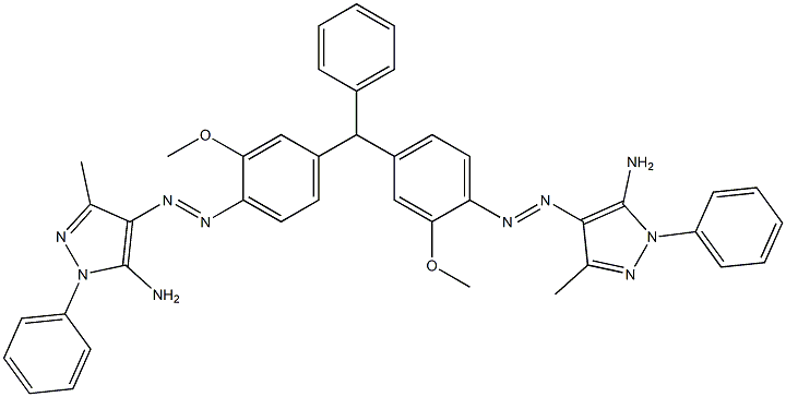 4,4'-Benzylidenebis[(2-methoxy-4,1-phenylene)azo]bis(5-amino-3-methyl-1-phenyl-1H-pyrazole) 구조식 이미지