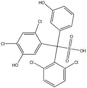 (2,6-Dichlorophenyl)(2,4-dichloro-5-hydroxyphenyl)(3-hydroxyphenyl)methanesulfonic acid 구조식 이미지