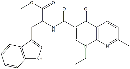 N-[1-Methoxycarbonyl-2-(1H-indol-3-yl)ethyl]-1-ethyl-7-methyl-1,4-dihydro-4-oxo-1,8-naphthyridine-3-carboxamide 구조식 이미지