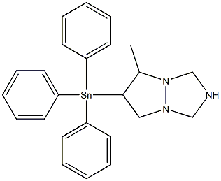 6-(Triphenylstannyl)-5-methyltetrahydro-1H,5H-pyrazolo[1,2-a][1,2,4]triazole 구조식 이미지