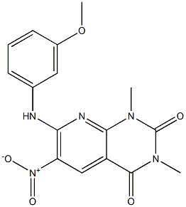 7-[(m-Methoxyphenyl)amino]-1,3-dimethyl-6-nitropyrido[2,3-d]pyrimidine-2,4(1H,3H)-dione 구조식 이미지