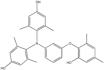 N,N-Bis(4-hydroxy-2,6-dimethylphenyl)-3-(6-hydroxy-2,4-dimethylphenoxy)benzenamine 구조식 이미지