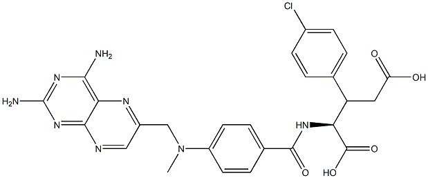 N-[4-[Methyl[(2,4-diamino-6-pteridinyl)methyl]amino]benzoyl]-3-(4-chlorophenyl)glutamic acid 구조식 이미지