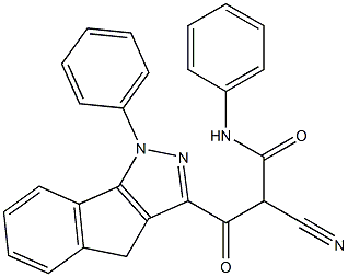 N-(Phenyl)-3-[[1-phenyl-1,4-dihydroindeno[1,2-c]pyrazol]-3-yl]-2-cyano-3-oxopropanamide 구조식 이미지