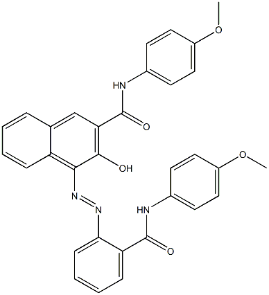 4-[[2-[[(4-Methoxyphenyl)amino]carbonyl]phenyl]azo]-3-hydroxy-N-(4-methoxyphenyl)-2-naphthalenecarboxamide 구조식 이미지