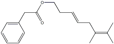 Phenylacetic acid 6,7-dimethyl-3,6-octadienyl ester 구조식 이미지