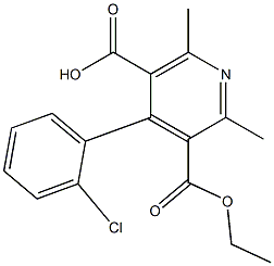 2,6-Dimethyl-4-(2-chlorophenyl)pyridine-3,5-dicarboxylic acid 3-ethyl ester 구조식 이미지