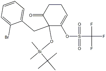 2-(tert-Butyldimethylsilyloxy)-2-(2-bromobenzyl)-3-(trifluoromethylsulfonyloxy)-3-cyclohexen-1-one 구조식 이미지