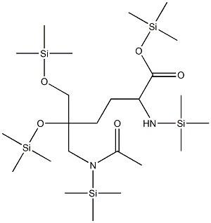 6-[Acetyl(trimethylsilyl)amino]-2-(trimethylsilylamino)-5-(trimethylsiloxy)-5-[(trimethylsiloxy)methyl]hexanoic acid trimethylsilyl ester 구조식 이미지