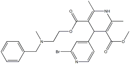 4-(2-Bromopyridin-4-yl)-1,4-dihydro-2,6-dimethylpyridine-3,5-dicarboxylic acid 3-methyl 5-[2-(N-methyl-N-benzylamino)ethyl] ester 구조식 이미지