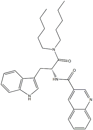 (R)-2-(3-Quinolinylcarbonylamino)-3-(1H-indol-3-yl)-N,N-dipentylpropanamide 구조식 이미지