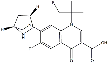 6-Fluoro-1-(2-fluoro-1,1-dimethylethyl)-7-[(1R,4R)-2,5-diazabicyclo[2.2.1]heptan-2-yl]-1,4-dihydro-4-oxoquinoline-3-carboxylic acid Structure