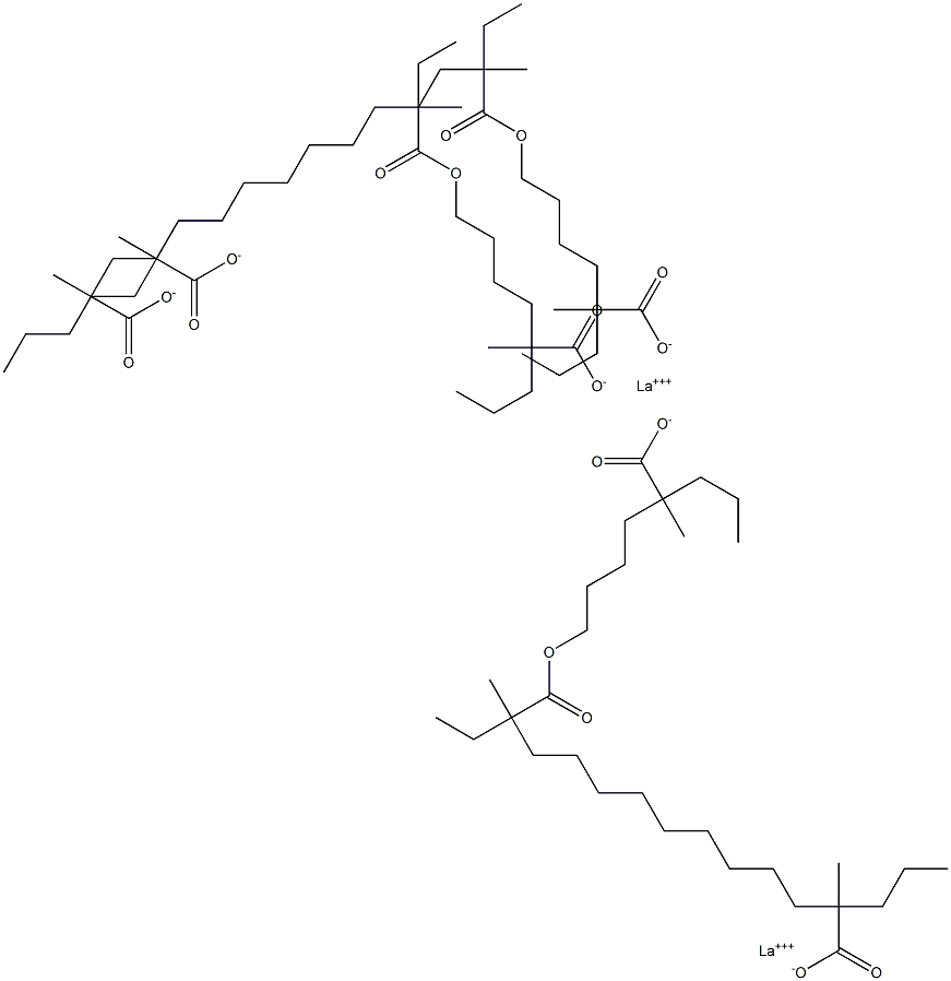 Lanthanum 2-ethyl-2-methylheptanoatebis(2-methyl-2-propylhexanoate) 구조식 이미지