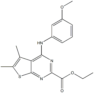 5,6-Dimethyl-4-(3-methoxyphenylamino)thieno[2,3-d]pyrimidine-2-carboxylic acid ethyl ester 구조식 이미지