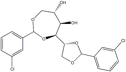 1-O,4-O:5-O,6-O-Bis(3-chlorobenzylidene)-D-glucitol 구조식 이미지