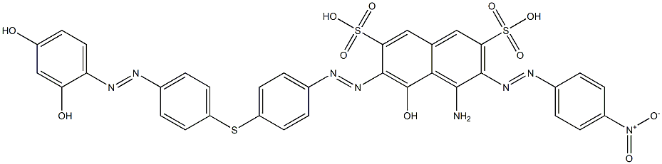 4-Amino-6-[[4-[[4-[(2,4-dihydroxyphenyl)azo]phenyl]thio]phenyl]azo]-5-hydroxy-3-[(4-nitrophenyl)azo]-2,7-naphthalenedisulfonic acid 구조식 이미지