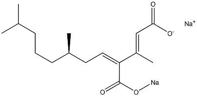 (2E,4Z,7R)-3,7,11-Trimethyl-4-(sodiooxycarbonyl)-2,4-dodecadienoic acid sodium salt 구조식 이미지