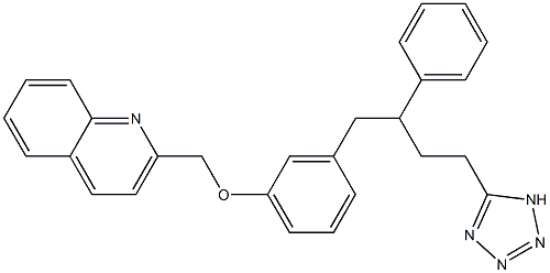 2-[3-[2-Phenyl-4-(1H-tetrazol-5-yl)butyl]phenoxymethyl]quinoline 구조식 이미지