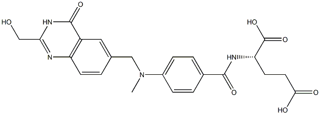 (2S)-2-[4-[N-[(3,4-Dihydro-2-hydroxymethyl-4-oxoquinazolin)-6-ylmethyl]-N-methylamino]benzoylamino]glutaric acid 구조식 이미지