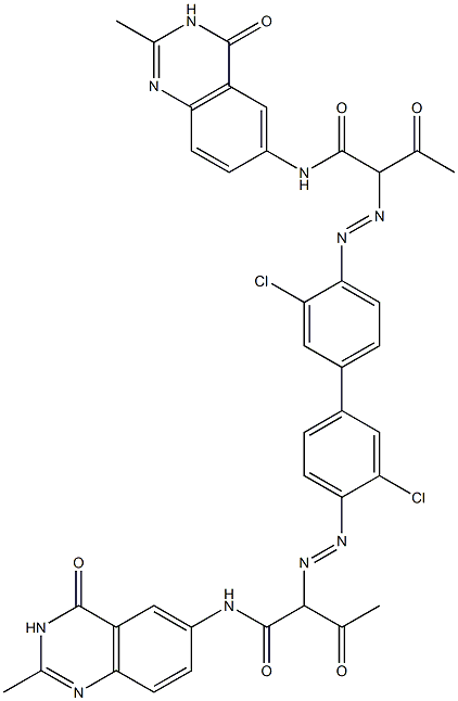 4,4'-Bis[1-[(3,4-dihydro-2-methyl-4-oxoquinazolin-6-yl)amino]-1,3-dioxobutan-2-ylazo]-3,3'-dichlorobiphenyl Structure
