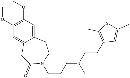 2,3-Dihydro-7,8-dimethoxy-3-[3-[N-[2-(2,5-dimethyl-3-thienyl)ethyl]-N-methylamino]propyl]-1H-3-benzazepin-4(5H)-one Structure