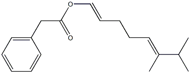 Phenylacetic acid 6,7-dimethyl-1,5-octadienyl ester 구조식 이미지