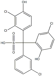 (3-Chlorophenyl)(3-chloro-6-hydroxyphenyl)(2,3-dichloro-4-hydroxyphenyl)methanesulfonic acid 구조식 이미지